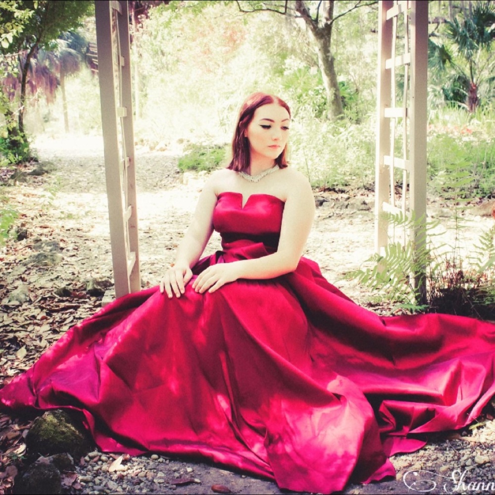 Red formal dress with pockets